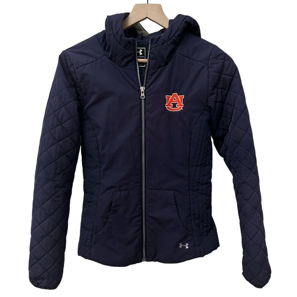 Under Armour Auburn Womens Quilted Navy Puffer Jacket sz‎ XS Hooded